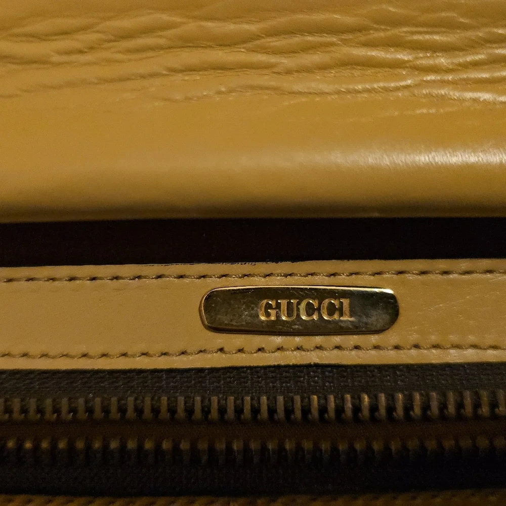 Vintage Gucci Tan Beige Leather Handbag